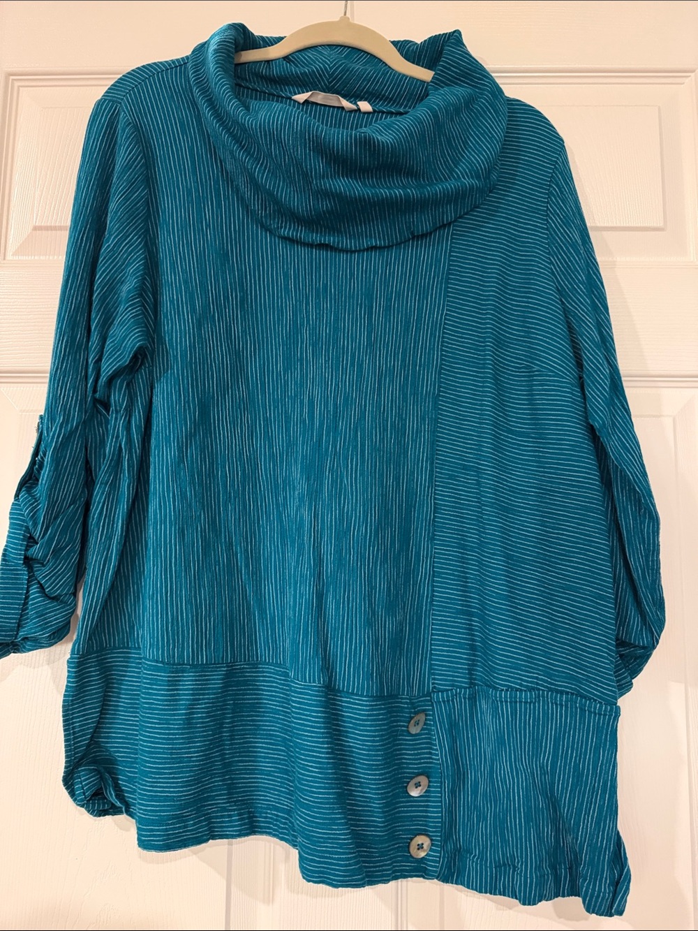 Soft Surroundings Teal Ribbed Tunic Top